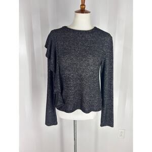 BAR III Women’s Black Ruffled Sweater Sz M